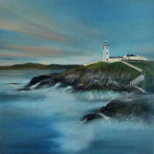A scape of Fanad's famous lighthouse atop crashing waves. 